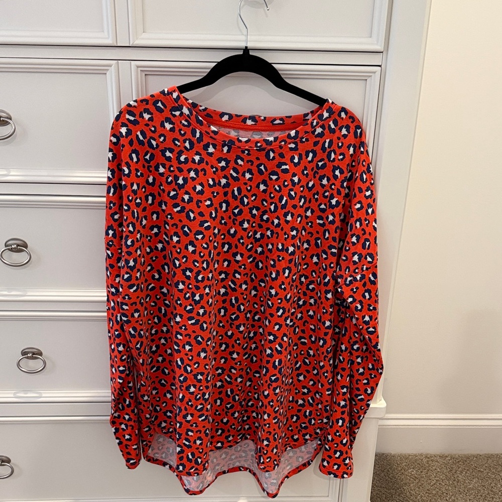 Leopard Print Orange Women's Top